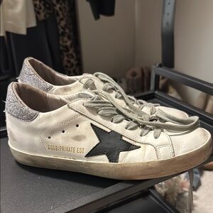 Golden goose Women's White and Black Sneakers